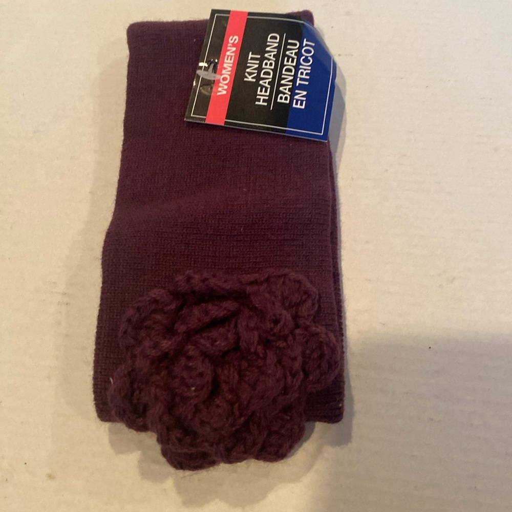 NWT Purple Headband with Crocheted Flower